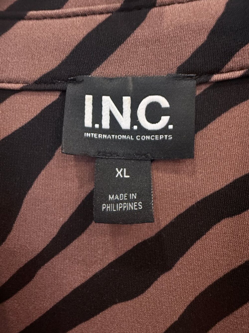 INC International Concepts Zebra Print Shirt Dress XL Sleeveless Taupe Black - Picture 3 of 12